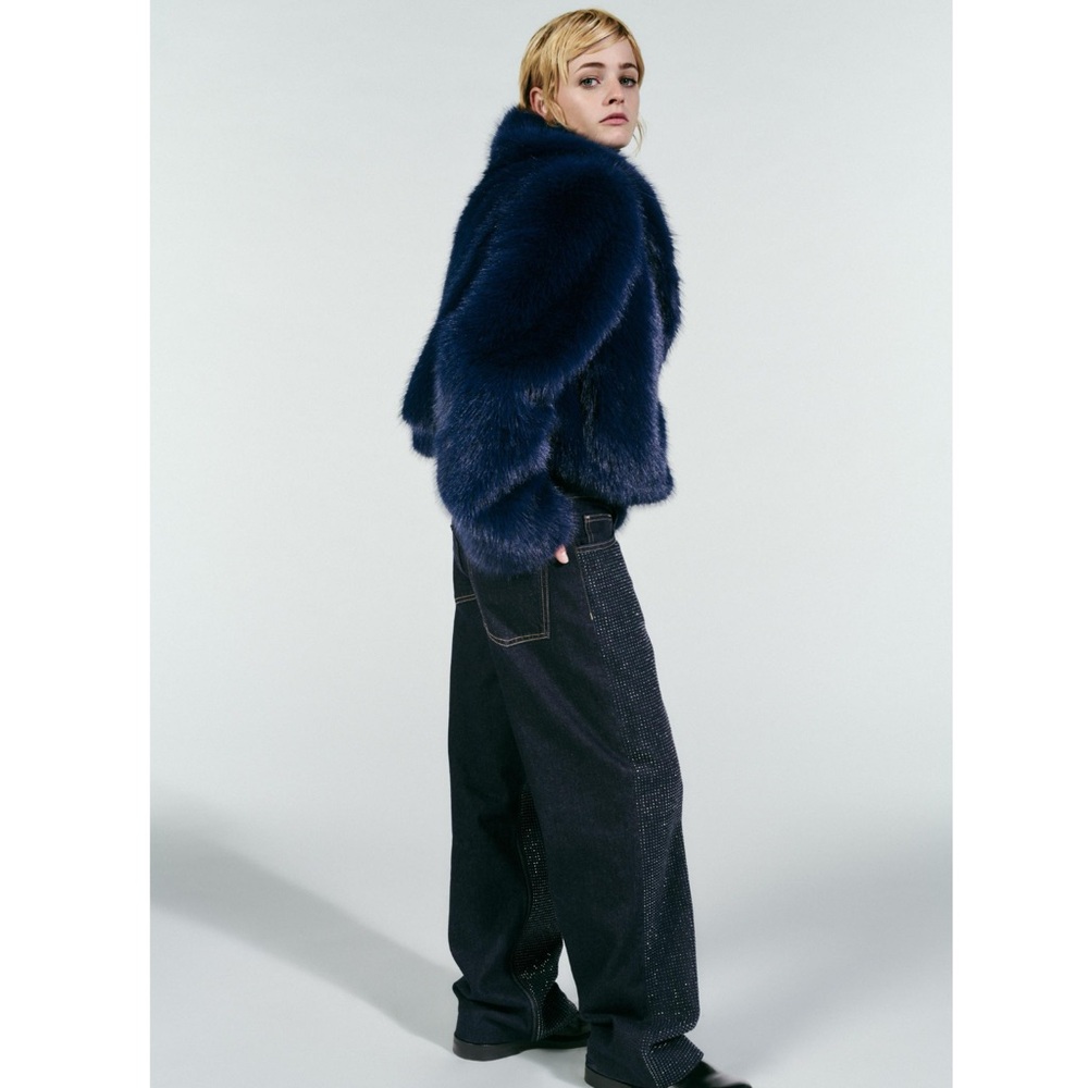 Zara FAUX FUR SHORT COAT - Picture 12 of 16